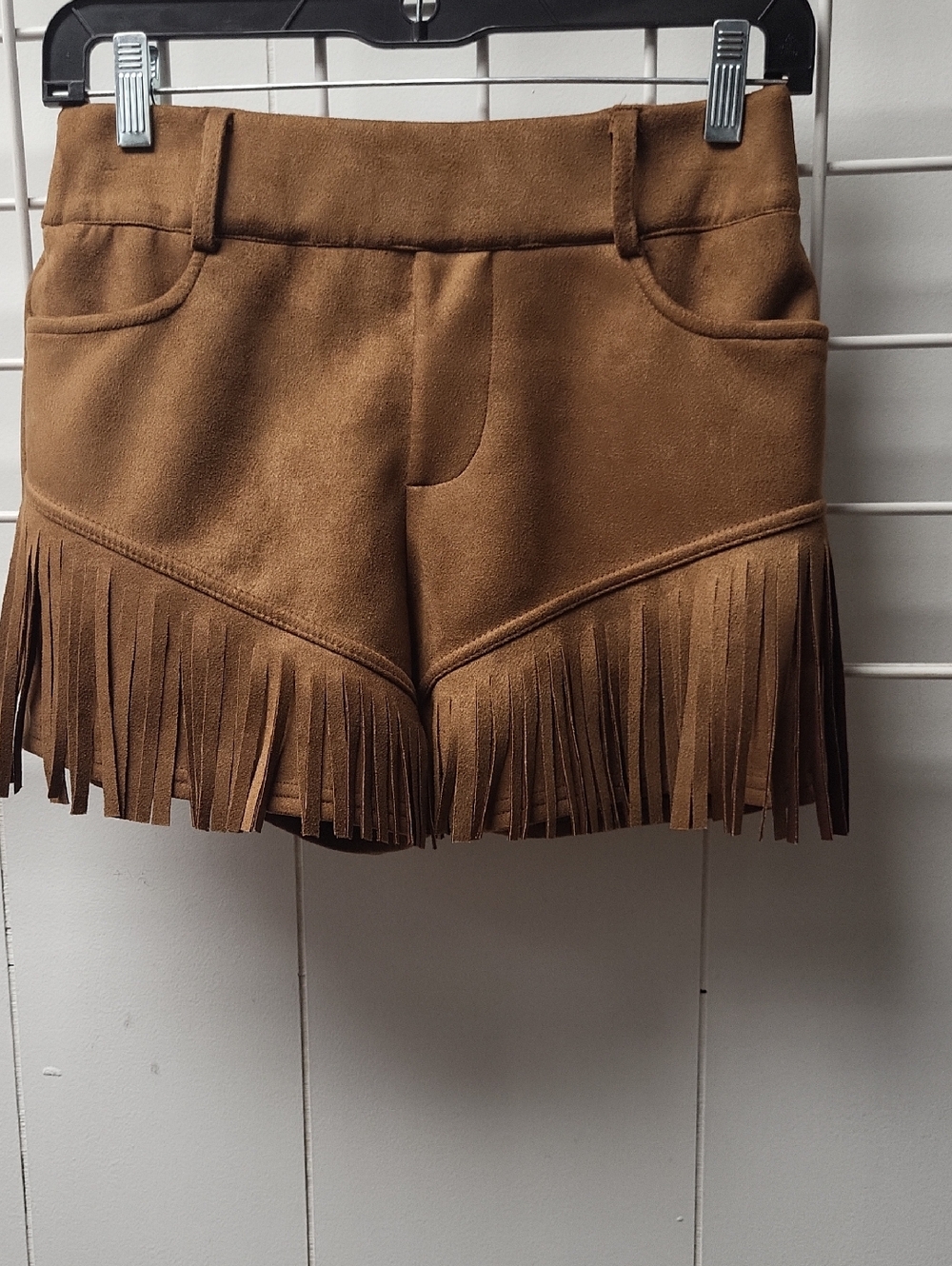 Crazy Train Brown Fringe Suede-Look Women's Shorts